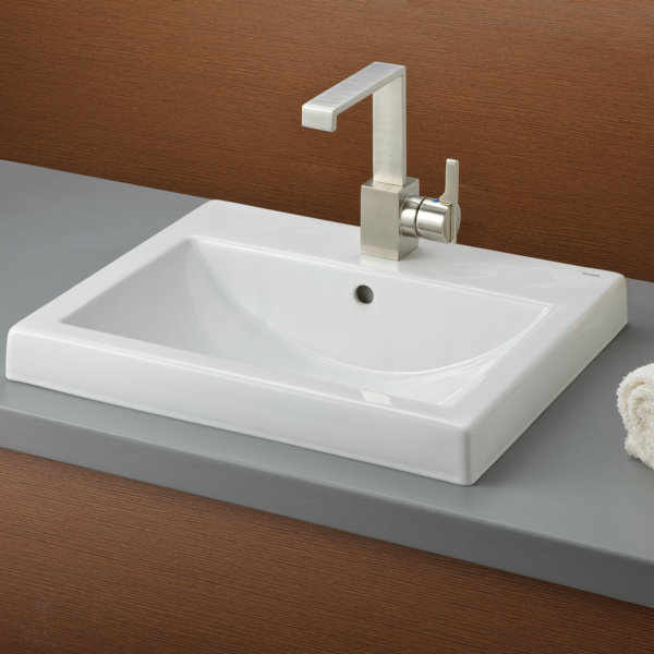 Cheviot Products 17.125'' White Vitreous China Rectangular Drop-In Bathroom Sink with Overflow